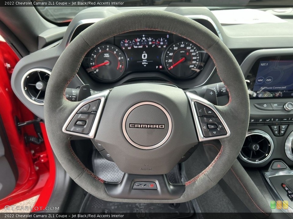 Jet Black/Red Accents Interior Steering Wheel for the 2022 Chevrolet Camaro ZL1 Coupe #145838142