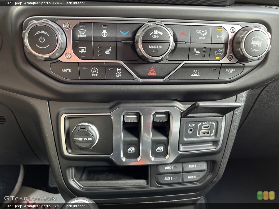 Black Interior Controls for the 2023 Jeep Wrangler Sport S 4x4 #145907664