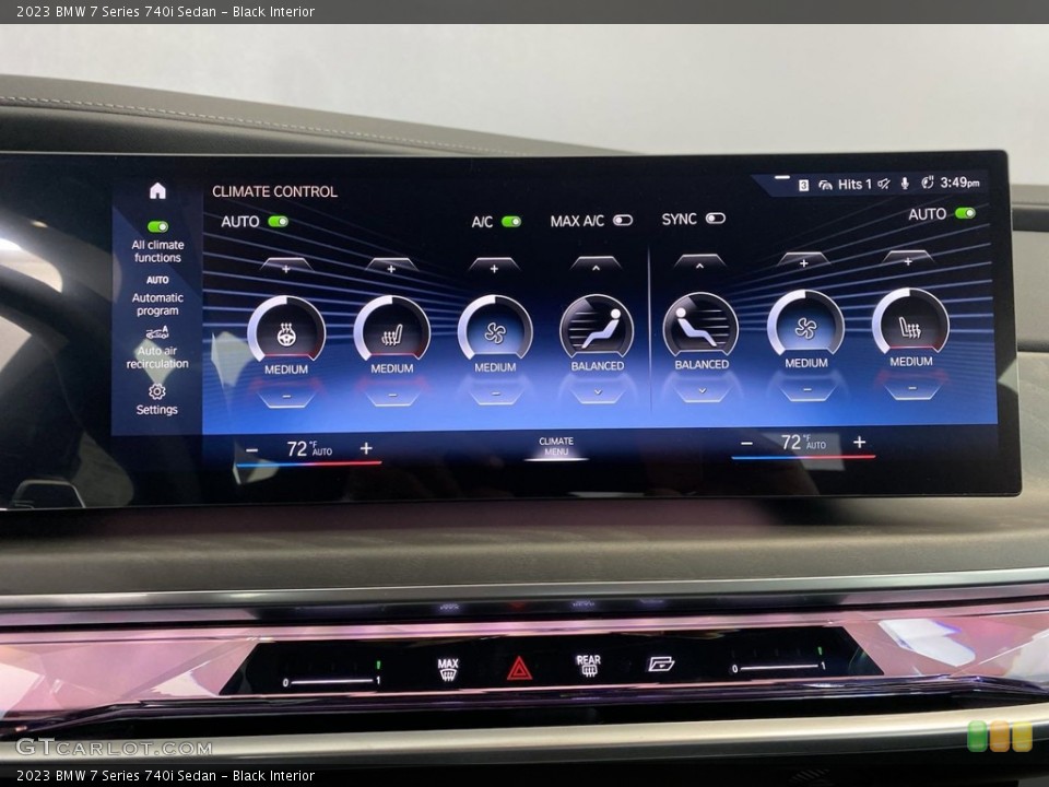 Black Interior Controls for the 2023 BMW 7 Series 740i Sedan #145910621