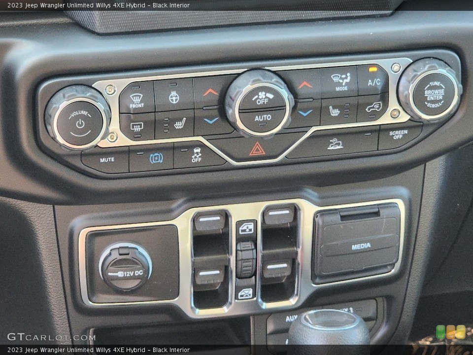 Black Interior Controls for the 2023 Jeep Wrangler Unlimited Willys 4XE Hybrid #145934480