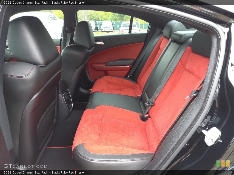 Black/Ruby Red Interior Rear Seat for the 2021 Dodge Charger Scat Pack #145950977