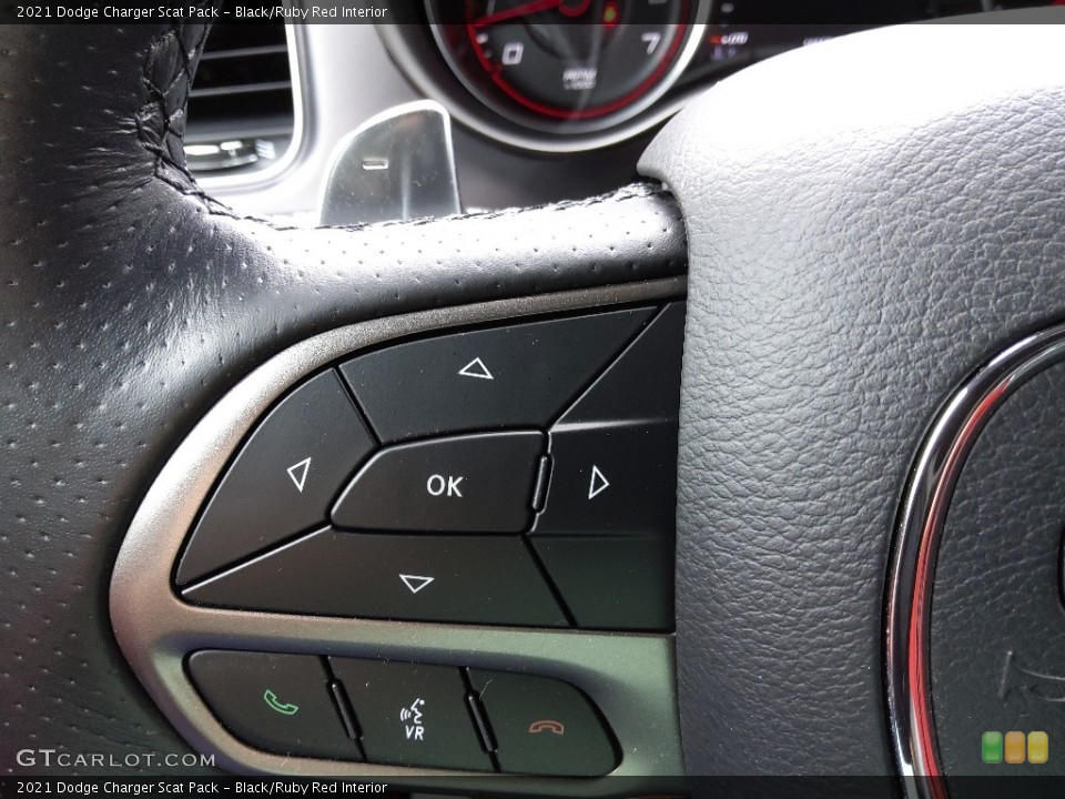 Black/Ruby Red Interior Steering Wheel for the 2021 Dodge Charger Scat Pack #145951133