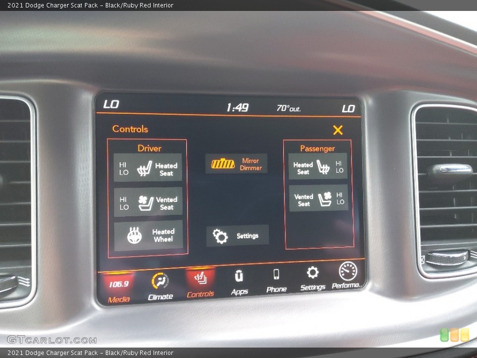 Black/Ruby Red Interior Controls for the 2021 Dodge Charger Scat Pack #145951226