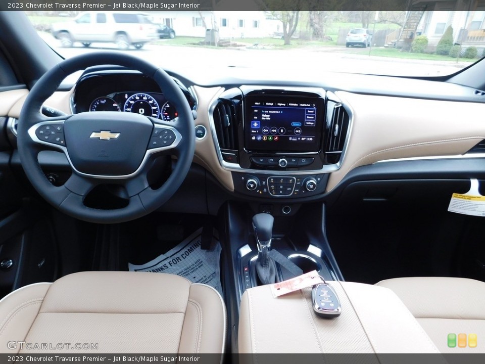 Jet Black/Maple Sugar Interior Dashboard for the 2023 Chevrolet Traverse Premier #145977209