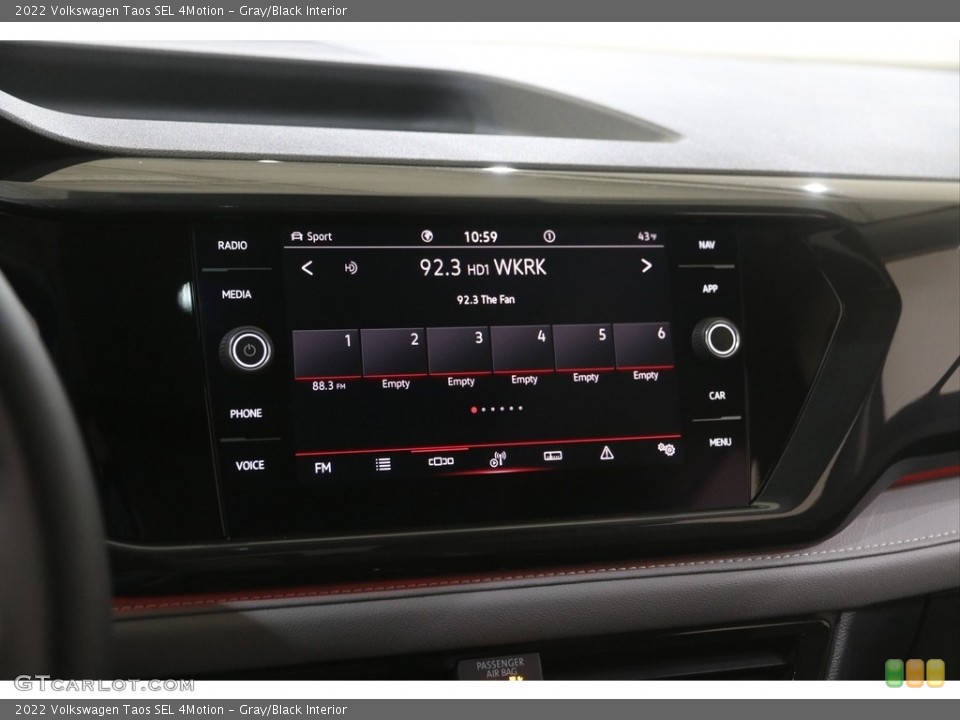 Gray/Black Interior Controls for the 2022 Volkswagen Taos SEL 4Motion #145979208
