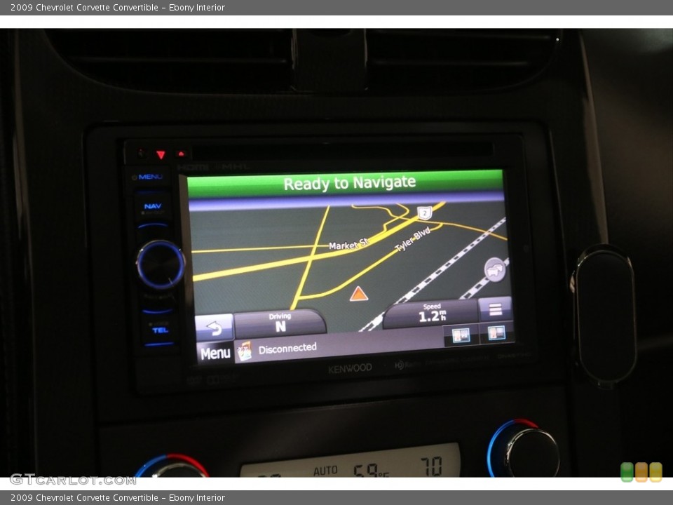 Ebony Interior Navigation for the 2009 Chevrolet Corvette Convertible #145980006