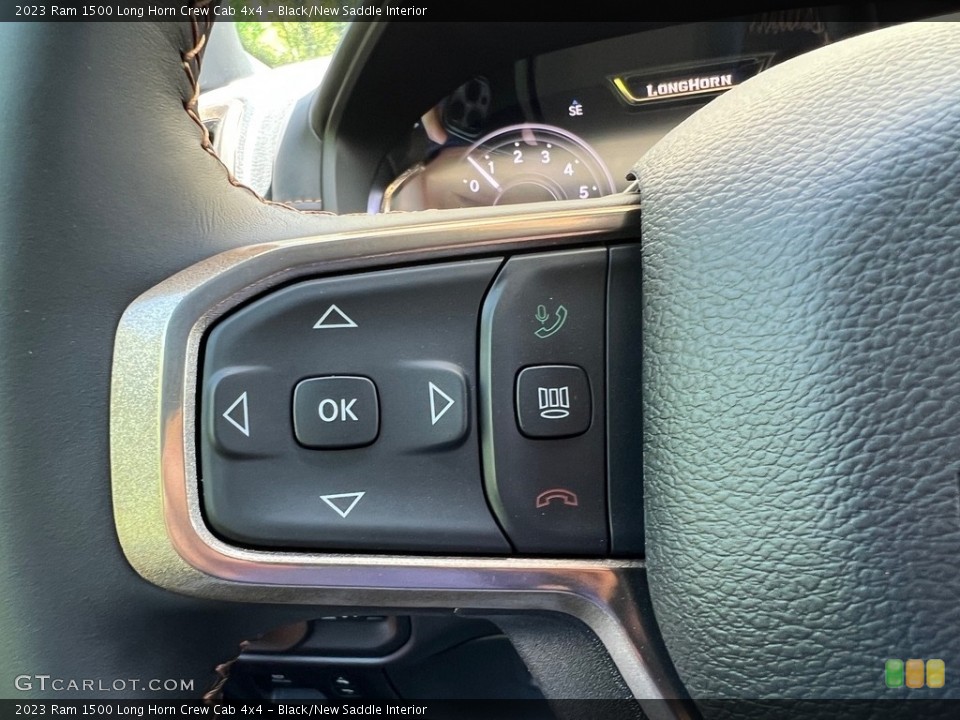 Black/New Saddle Interior Steering Wheel for the 2023 Ram 1500 Long Horn Crew Cab 4x4 #145980696