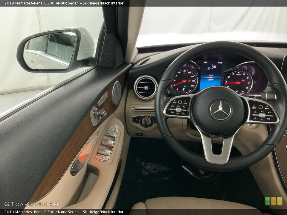 Silk Beige/Black Interior Steering Wheel for the 2019 Mercedes-Benz C 300 4Matic Sedan #145993893