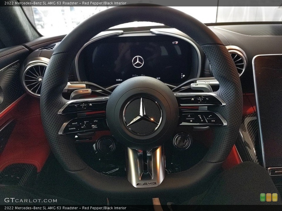 Red Pepper/Black Interior Steering Wheel for the 2022 Mercedes-Benz SL AMG 63 Roadster #146008903