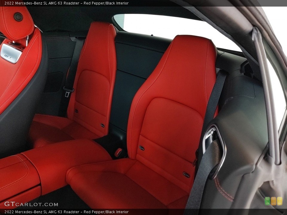 Red Pepper/Black Interior Rear Seat for the 2022 Mercedes-Benz SL AMG 63 Roadster #146009101