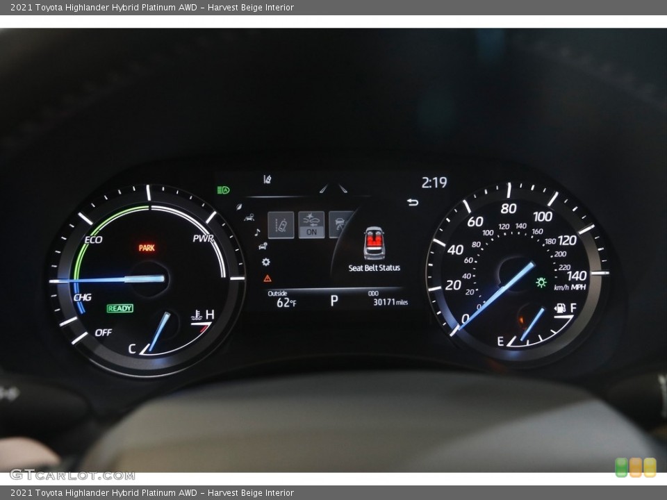 Harvest Beige Interior Gauges for the 2021 Toyota Highlander Hybrid Platinum AWD #146015313