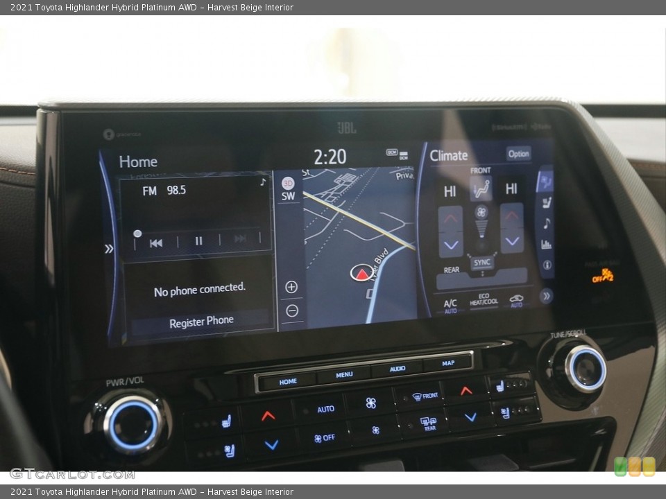 Harvest Beige Interior Controls for the 2021 Toyota Highlander Hybrid Platinum AWD #146015355