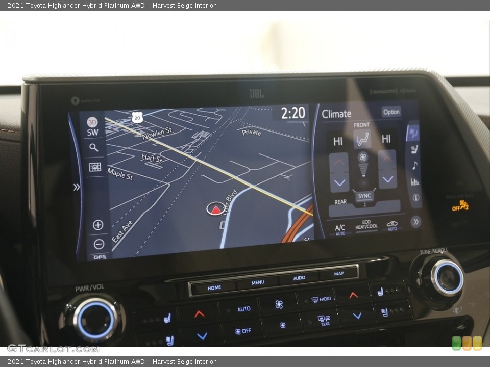 Harvest Beige Interior Navigation for the 2021 Toyota Highlander Hybrid Platinum AWD #146015373
