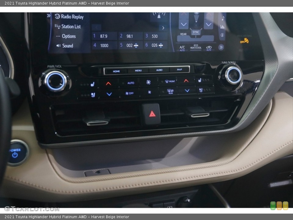 Harvest Beige Interior Controls for the 2021 Toyota Highlander Hybrid Platinum AWD #146015439