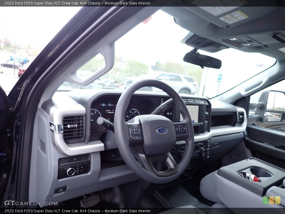 Medium Dark Slate Interior Dashboard for the 2023 Ford F350 Super Duty XLT Crew Cab 4x4 Chassis #146017968