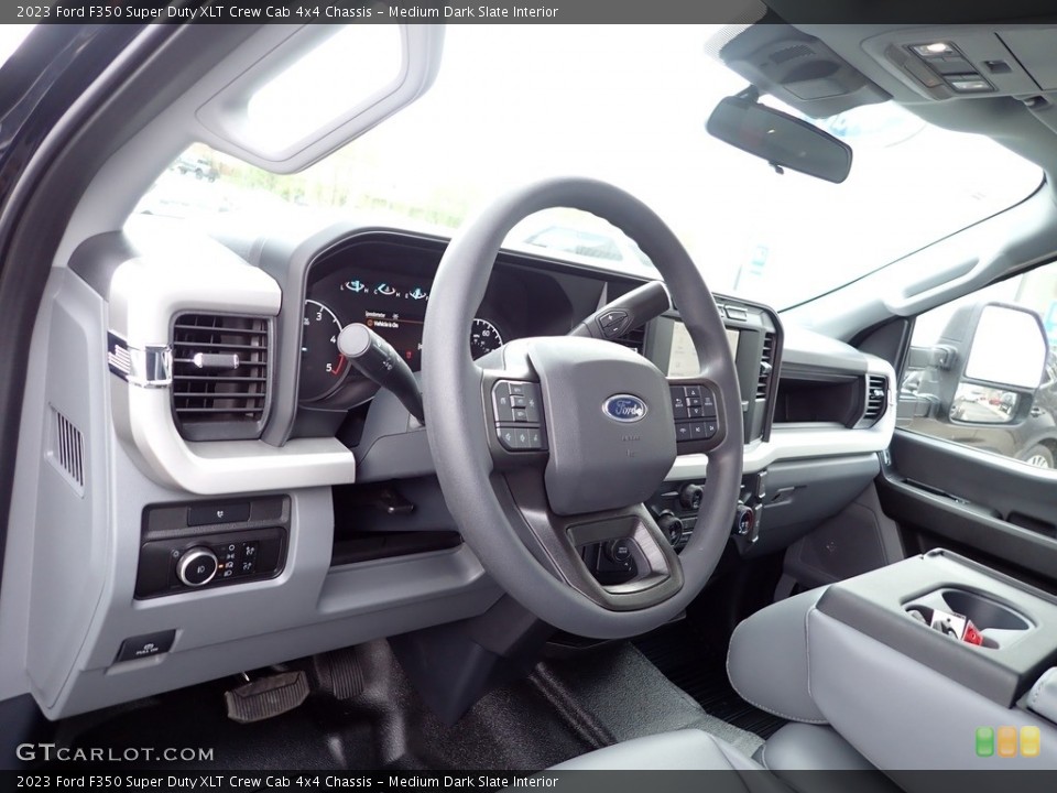 Medium Dark Slate Interior Dashboard for the 2023 Ford F350 Super Duty XLT Crew Cab 4x4 Chassis #146018097
