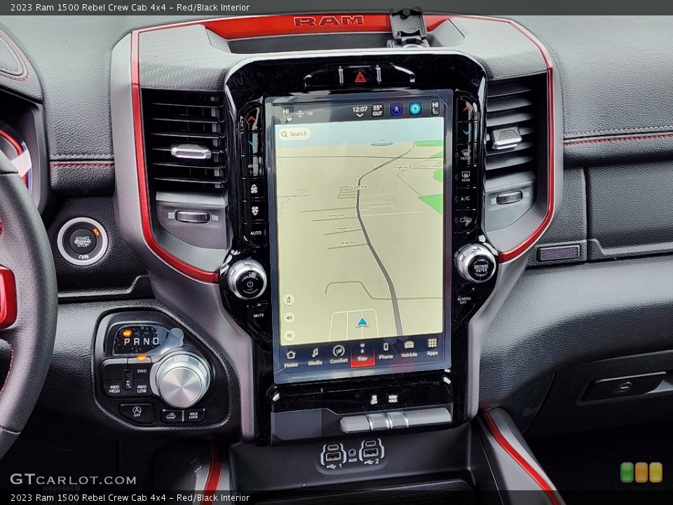 Red/Black Interior Navigation for the 2023 Ram 1500 Rebel Crew Cab 4x4 #146029136