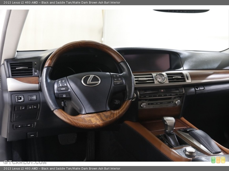 Black and Saddle Tan/Matte Dark Brown Ash Burl Interior Dashboard for the 2013 Lexus LS 460 AWD #146047359