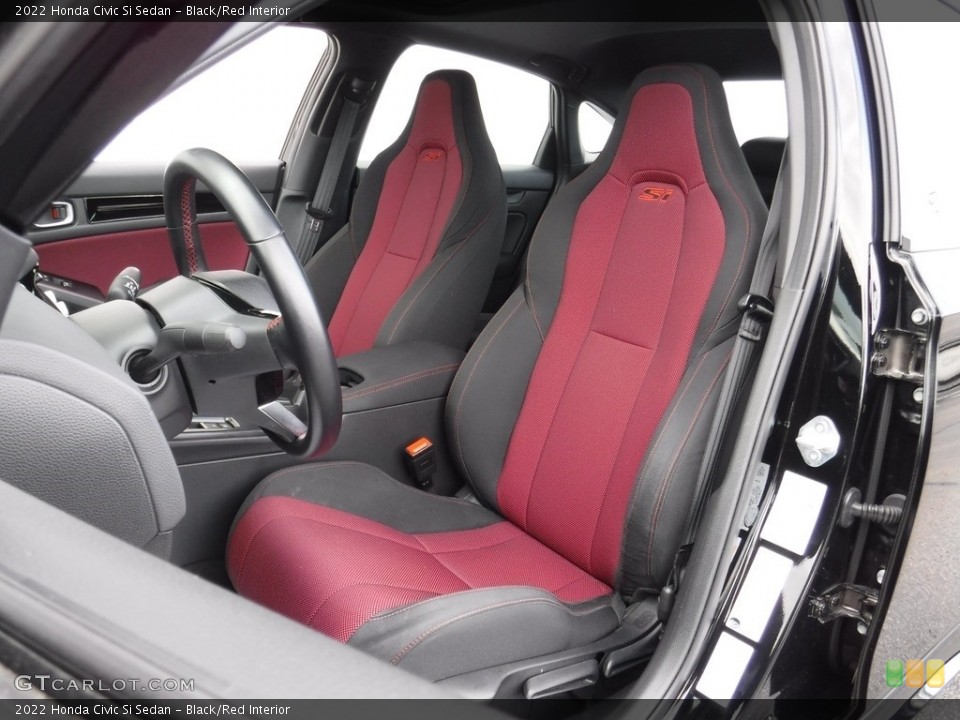 Black/Red Interior Front Seat for the 2022 Honda Civic Si Sedan #146069154