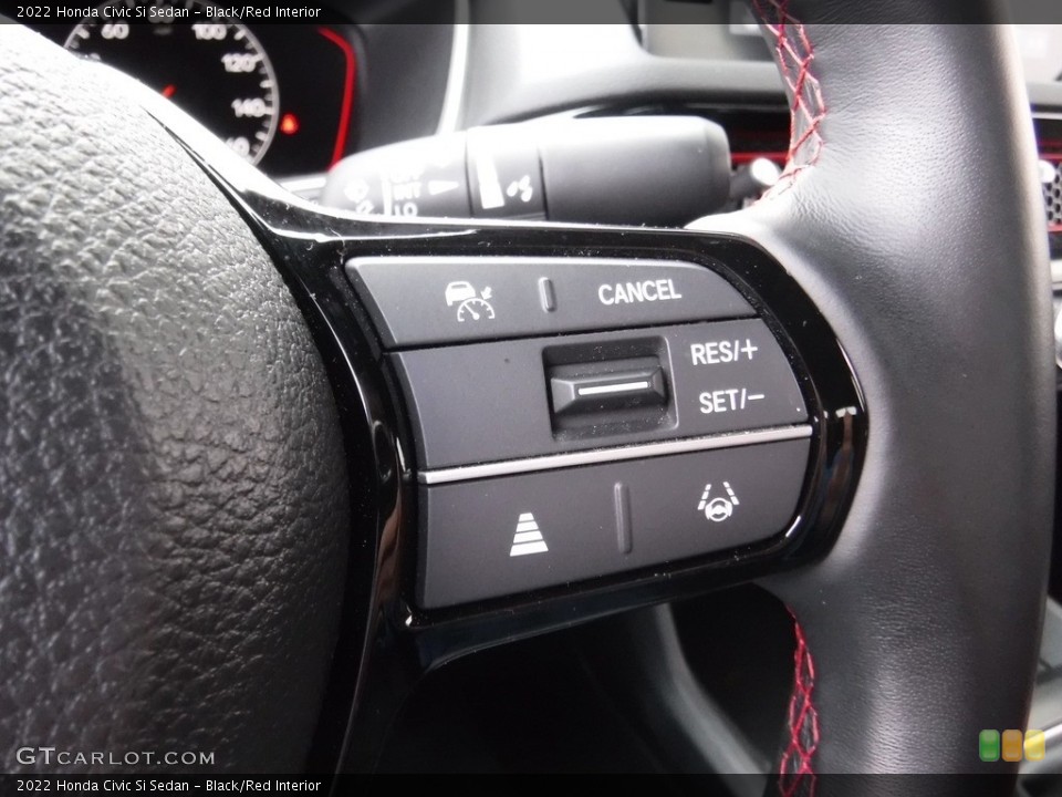 Black/Red Interior Steering Wheel for the 2022 Honda Civic Si Sedan #146069365