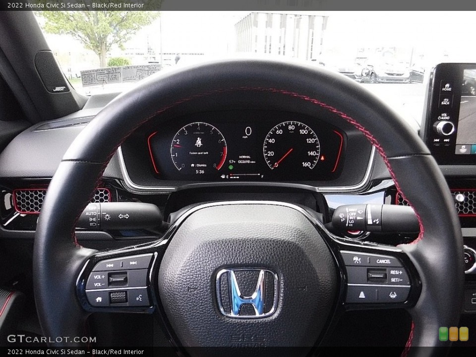 Black/Red Interior Steering Wheel for the 2022 Honda Civic Si Sedan #146069520