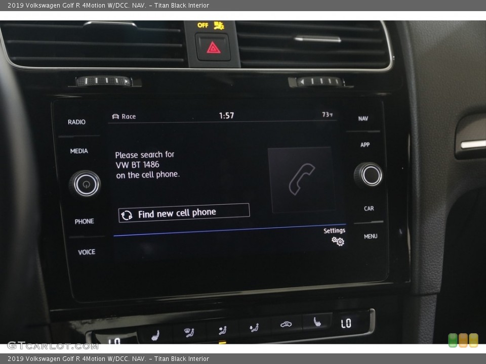 Titan Black Interior Controls for the 2019 Volkswagen Golf R 4Motion W/DCC. NAV. #146090393