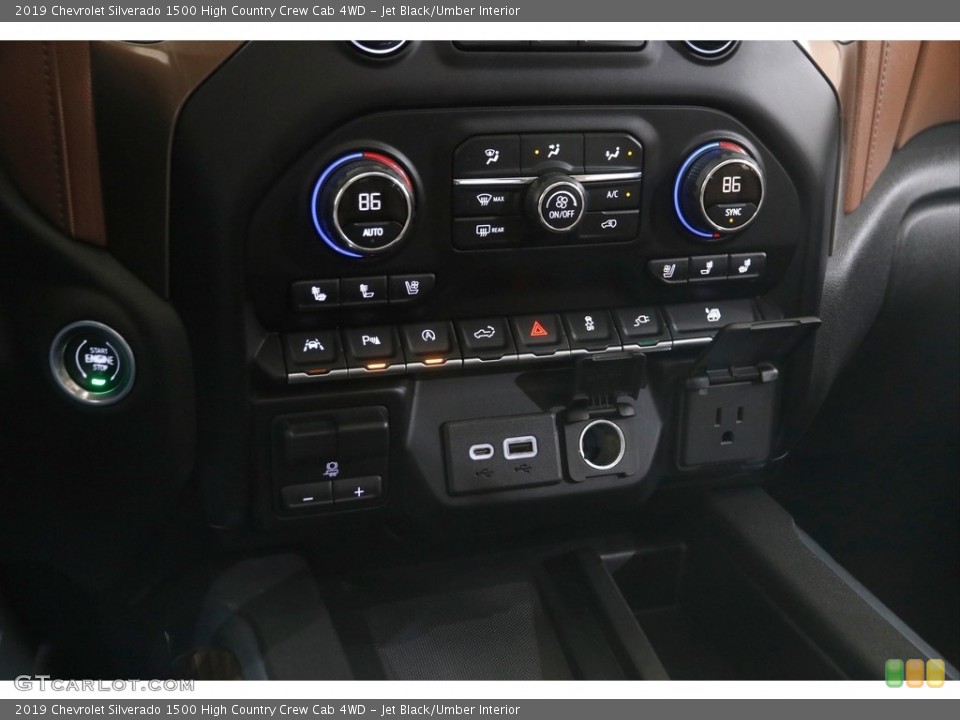 Jet Black/Umber Interior Controls for the 2019 Chevrolet Silverado 1500 High Country Crew Cab 4WD #146091197