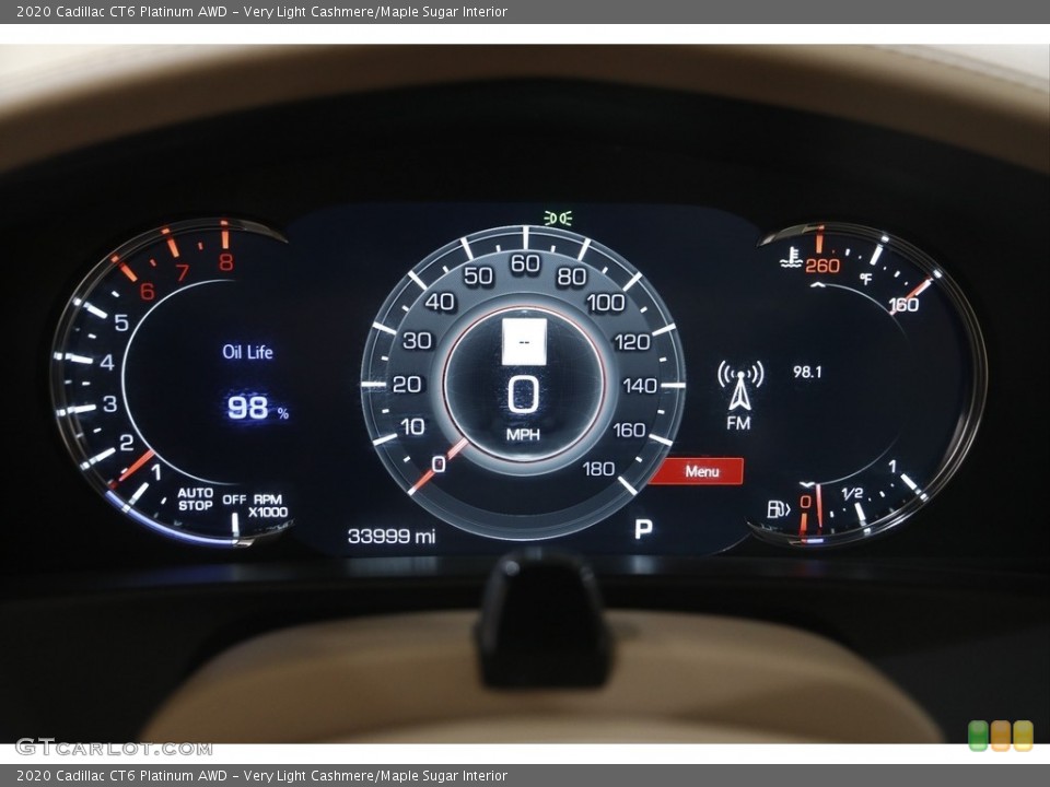Very Light Cashmere/Maple Sugar Interior Gauges for the 2020 Cadillac CT6 Platinum AWD #146100436