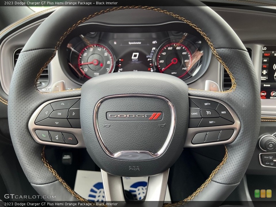 Black Interior Steering Wheel for the 2023 Dodge Charger GT Plus Hemi Orange Package #146120429