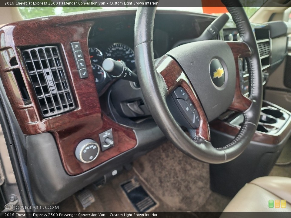 Custom Light Brown Interior Controls for the 2016 Chevrolet Express 2500 Passenger Conversion Van #146124380