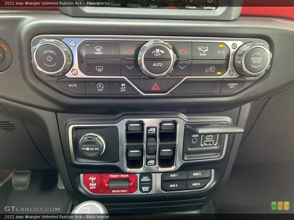 Black Interior Controls for the 2022 Jeep Wrangler Unlimited Rubicon 4x4 #146124602