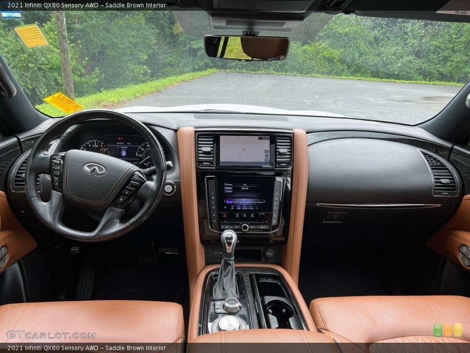 Saddle Brown Interior Dashboard for the 2021 Infiniti QX80 Sensory AWD #146154138