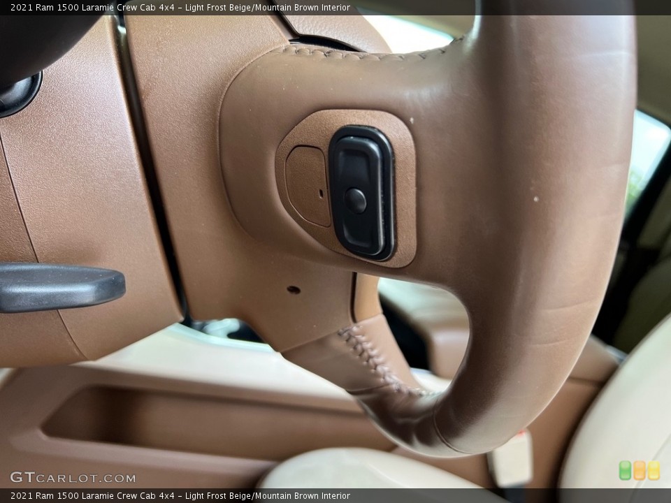 Light Frost Beige/Mountain Brown Interior Steering Wheel for the 2021 Ram 1500 Laramie Crew Cab 4x4 #146159460