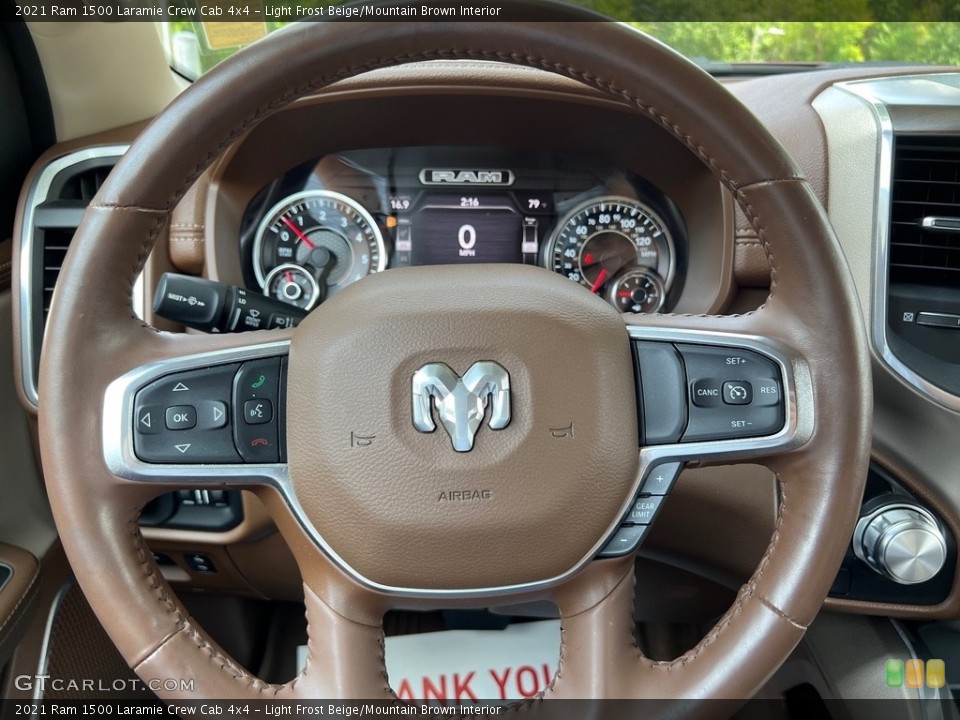 Light Frost Beige/Mountain Brown Interior Steering Wheel for the 2021 Ram 1500 Laramie Crew Cab 4x4 #146159605
