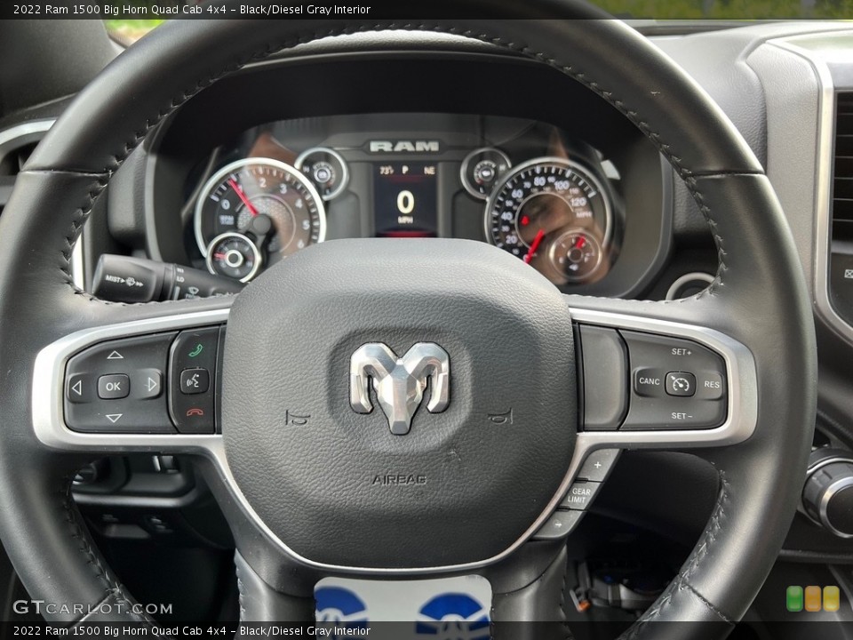 Black/Diesel Gray Interior Steering Wheel for the 2022 Ram 1500 Big Horn Quad Cab 4x4 #146161794