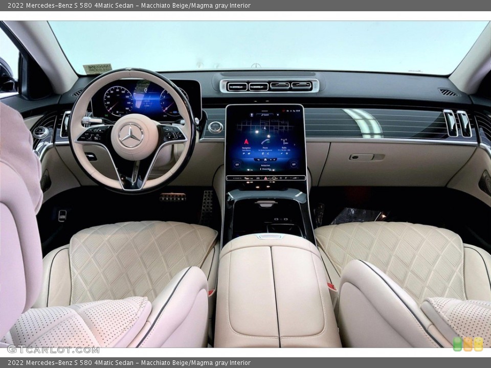 Macchiato Beige/Magma gray Interior Photo for the 2022 Mercedes-Benz S 580 4Matic Sedan #146165157