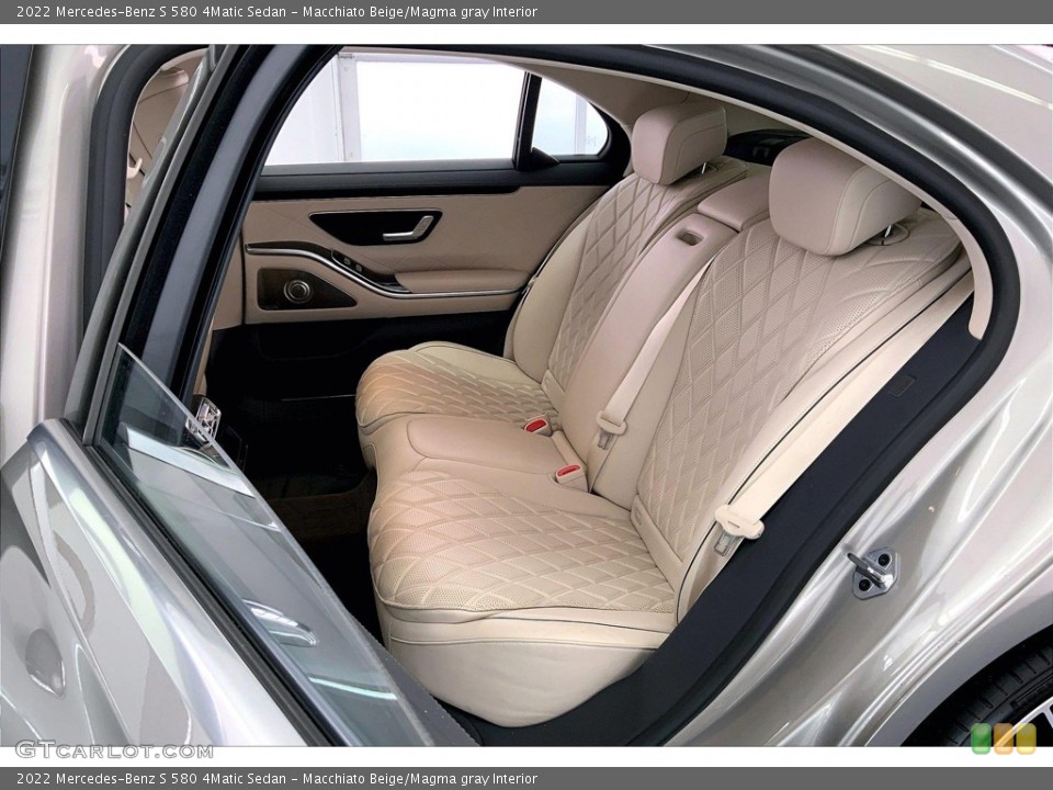 Macchiato Beige/Magma gray Interior Rear Seat for the 2022 Mercedes-Benz S 580 4Matic Sedan #146165283