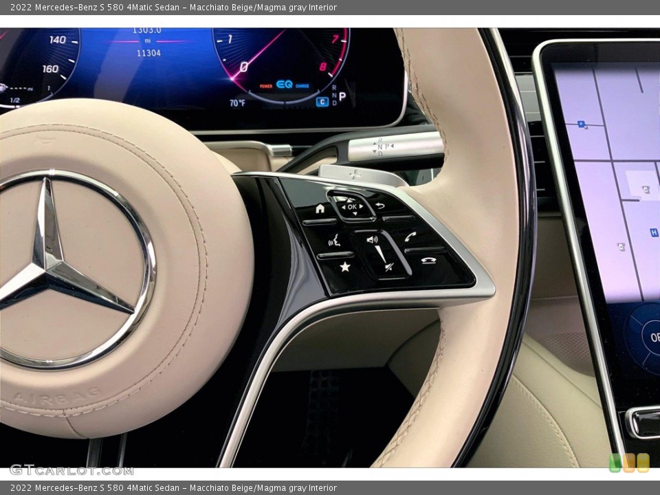 Macchiato Beige/Magma gray Interior Steering Wheel for the 2022 Mercedes-Benz S 580 4Matic Sedan #146165337