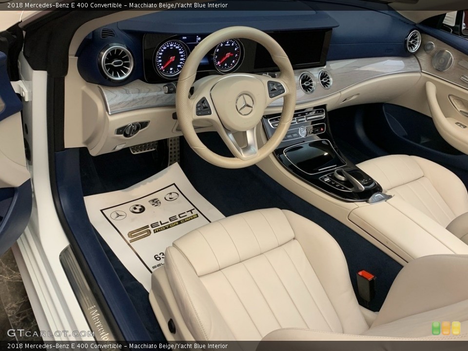 Macchiato Beige/Yacht Blue Interior Front Seat for the 2018 Mercedes-Benz E 400 Convertible #146172174