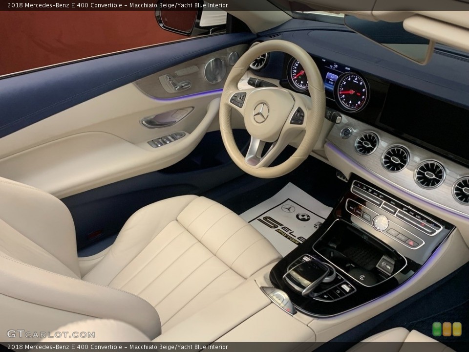 Macchiato Beige/Yacht Blue Interior Front Seat for the 2018 Mercedes-Benz E 400 Convertible #146172258