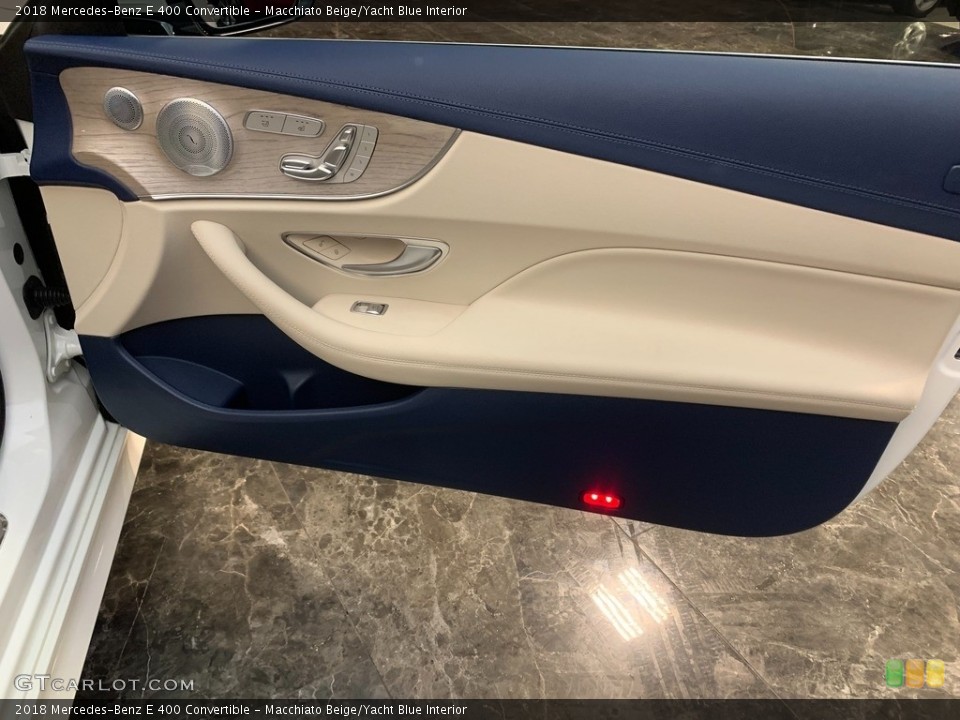 Macchiato Beige/Yacht Blue Interior Door Panel for the 2018 Mercedes-Benz E 400 Convertible #146172348