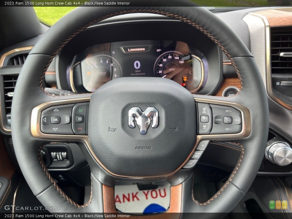 Black/New Saddle Interior Steering Wheel for the 2023 Ram 1500 Long Horn Crew Cab 4x4 #146175958