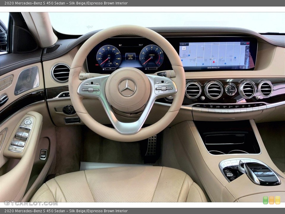 Silk Beige/Espresso Brown Interior Dashboard for the 2020 Mercedes-Benz S 450 Sedan #146187474