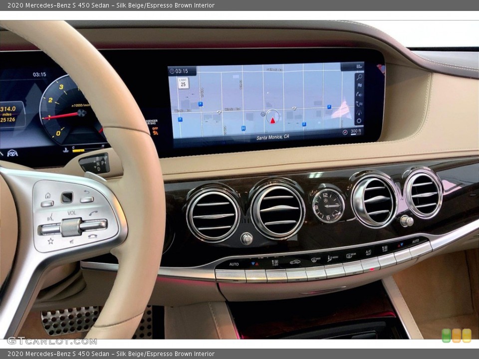 Silk Beige/Espresso Brown Interior Controls for the 2020 Mercedes-Benz S 450 Sedan #146187501