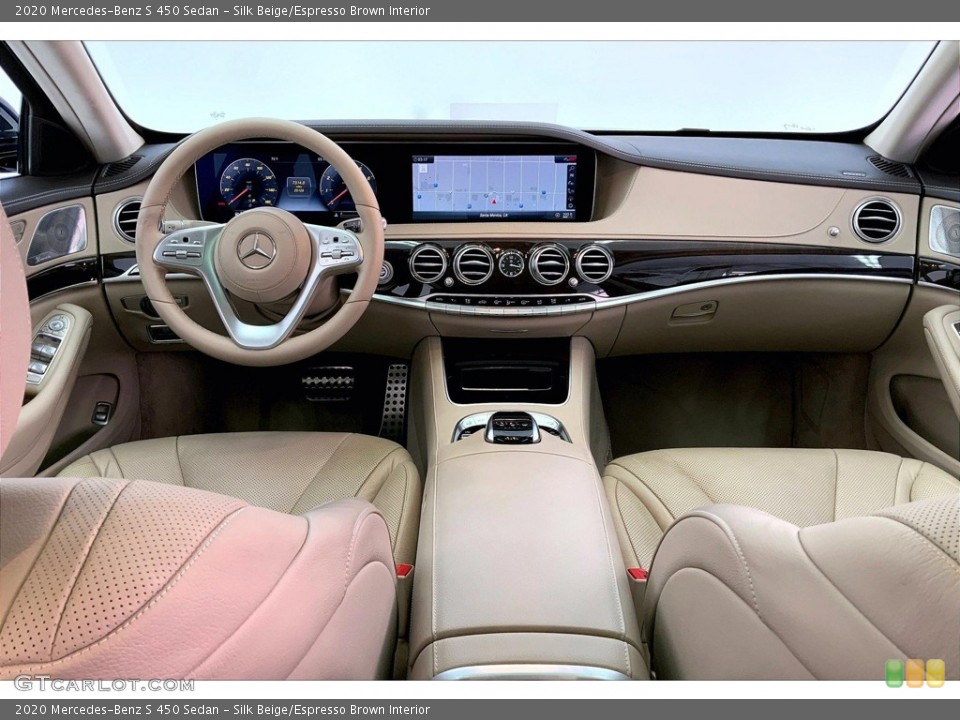 Silk Beige/Espresso Brown Interior Front Seat for the 2020 Mercedes-Benz S 450 Sedan #146187763