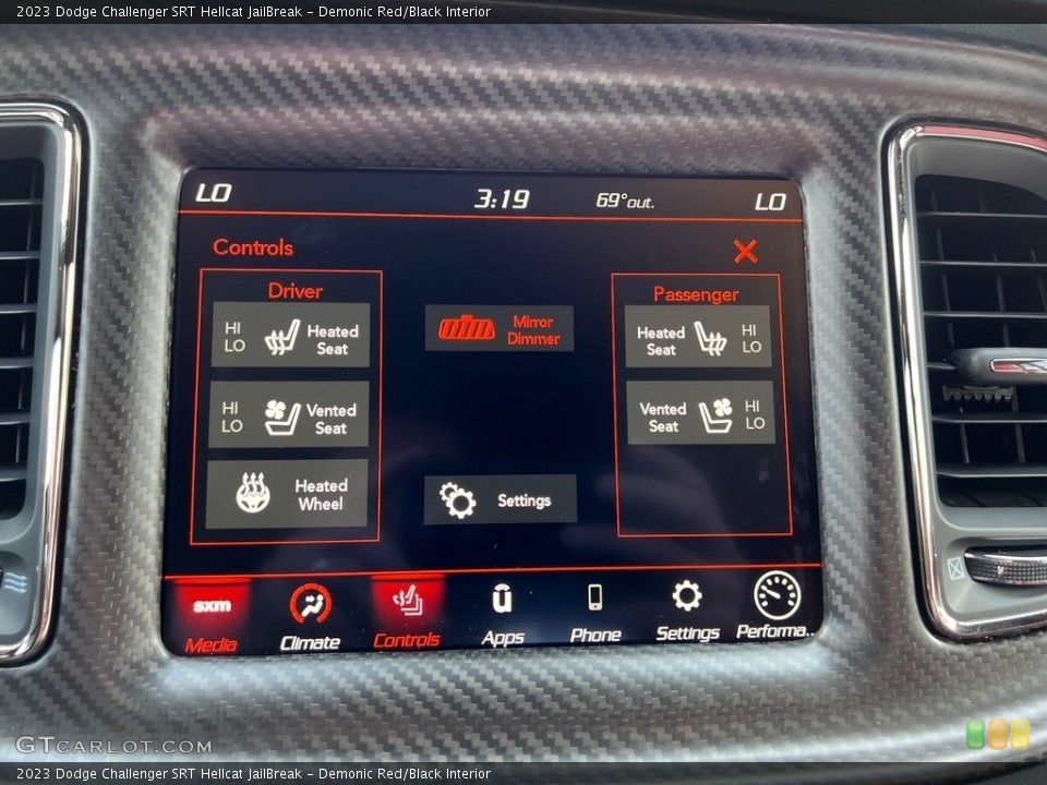 Demonic Red/Black Interior Controls for the 2023 Dodge Challenger SRT Hellcat JailBreak #146187846