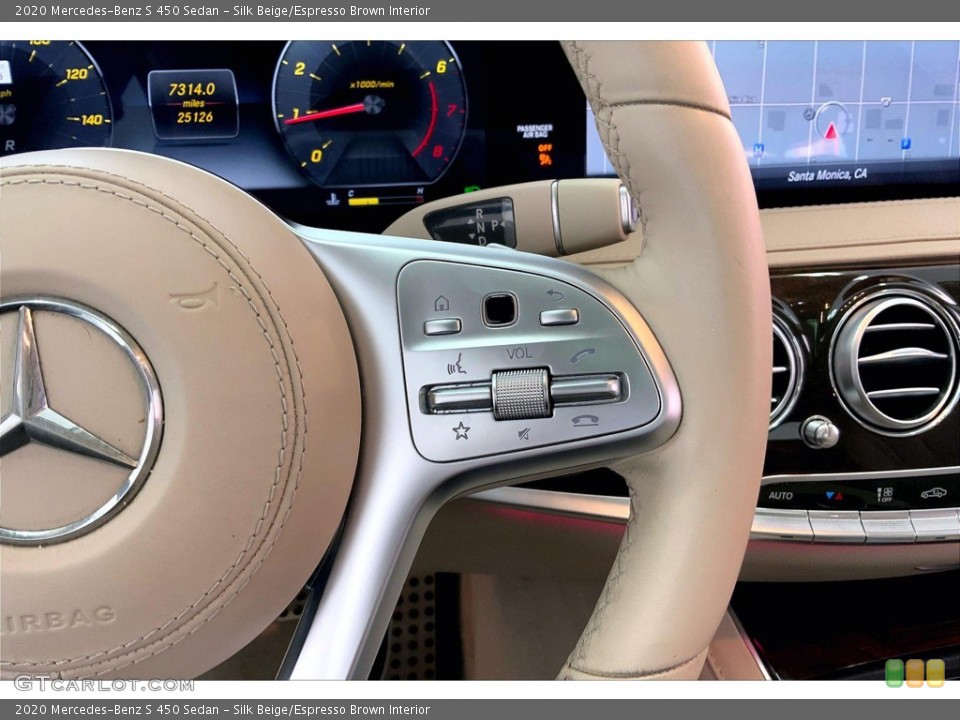 Silk Beige/Espresso Brown Interior Steering Wheel for the 2020 Mercedes-Benz S 450 Sedan #146187951