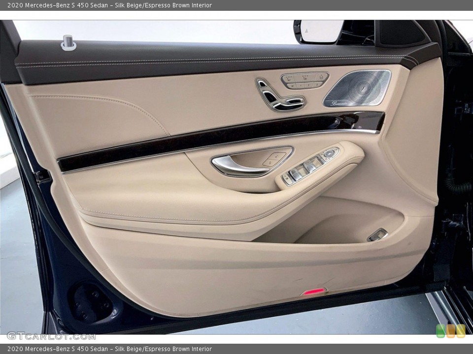Silk Beige/Espresso Brown Interior Door Panel for the 2020 Mercedes-Benz S 450 Sedan #146188051
