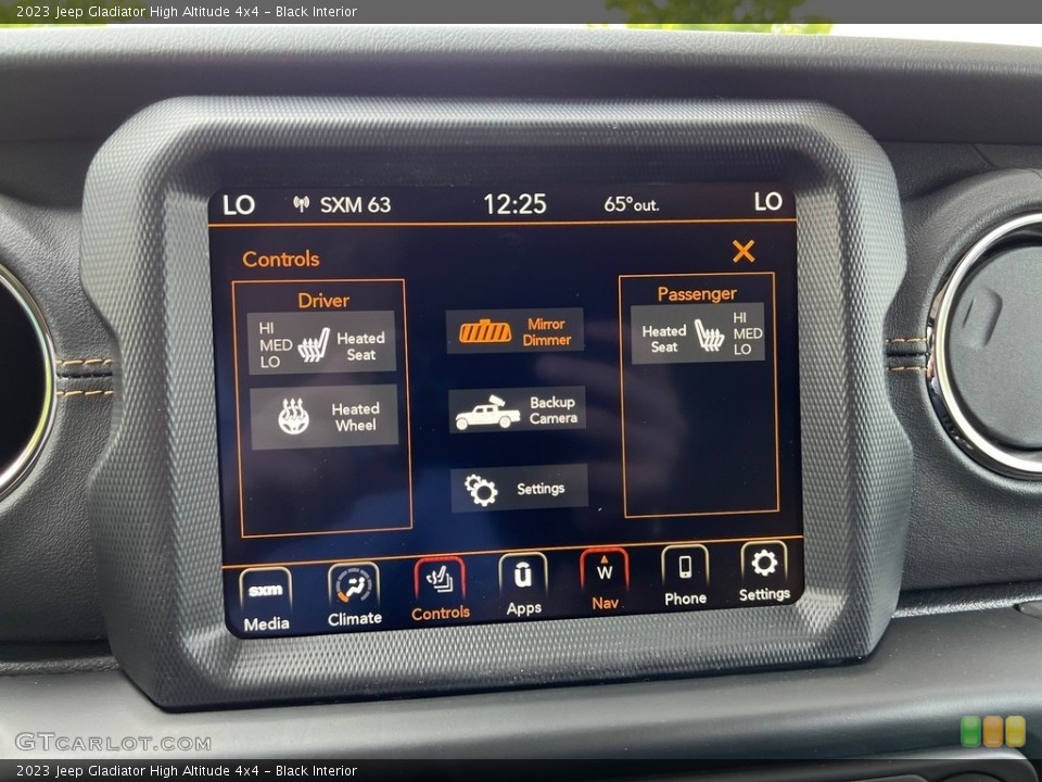 Black Interior Controls for the 2023 Jeep Gladiator High Altitude 4x4 #146190171