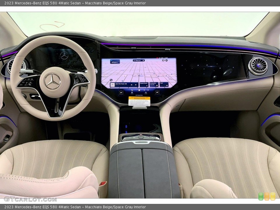 Macchiato Beige/Space Gray Interior Dashboard for the 2023 Mercedes-Benz EQS 580 4Matic Sedan #146199546